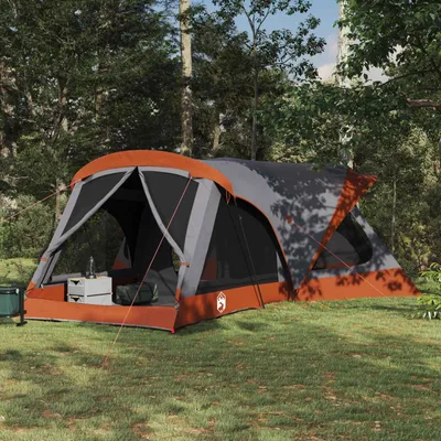 Produktbild von Familienzelt Grau und Orange 550 x 555 x 208 cm - Campingzelte DE781