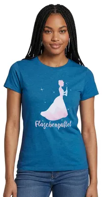 Produktbild von Spreadshirt Flaschenputtel JGA Junggesellinnenabschied Party Frauen T-Shirt, M, Antikblaues Saphir meliert