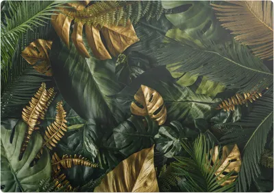 Produktbild von Tropische Blätter – Bodenschutzmatte – Stuhlunterlage 100x70 cm – Rutschfest – Hartbodenmatte