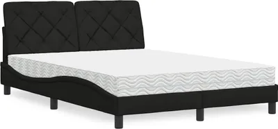 Image de vidaXL Lit avec matelas noir 120x200 cm Tissu