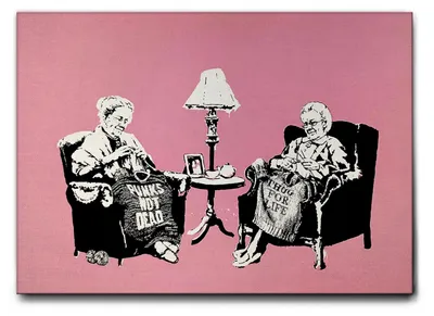 Image de Giallobus - Les grands-mères - Banksy - 50L x 35l cm - Tableau - Toile à cadre standard
