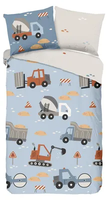 Productafbeelding van Good Morning Kinderdekbedovertrek "Mack" - Blauw - (140x220 cm) - 100% Katoen