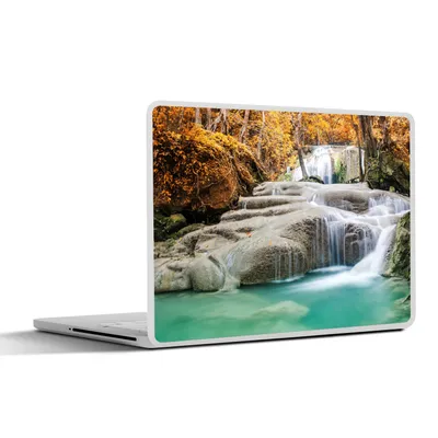 Produktbild von MuchoWow® Laptop Aufkleber Sticker Cover Wald - Wasserfall - Herbst 31x22.5 cm - Laptop-Deko