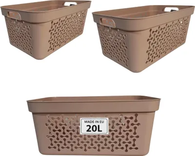 Produktbild von Plastard Wäschekorb 3er-Set Pink 20 L – Robuster Kunststoffkorb mit Griffen für Bad & Haushalt