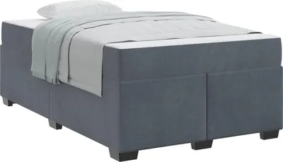 Image de Cadre de lit avec matelas Gris foncé 120 x 200 cm tissu