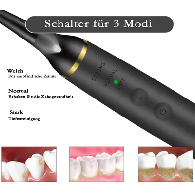 Produktbild von Novzep Zahnsteinentferner Ultraschall, entfernt Plaque und Flecken, aus Edelstahl und Silikon, 8-teilig, 30.000 Vibrationen/Min., IPX6 wasserdicht