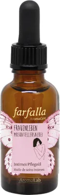 Produktbild von Farfalla FLMSHO, Intim-Gel, Weiblich, 30 ml, Spraydose, 1-2 Tropfen Öl auf die Fingerspitzen geben und die äussere Schleimhaut sorgfältig einölen., Jojobaöl*, Granatapfelsamenöl*, Cassisöl*, ätherisches Muskatellersalbeiöl*, natürliches...