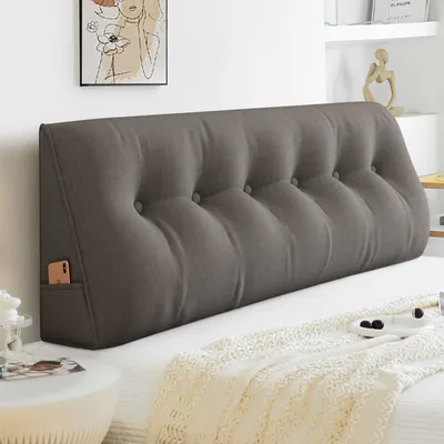 Obrázek produktu pro (200 cm, tmavě šedá) Velký trojúhelníkový polštář na opěrku hlavy pro postel a pohovku - klínový polštář na opěrku zad se snímatelným potahem pro relaxaci, hraní her a čtení