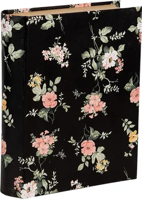 Image de Clayre & Eef Boîte de rangement livres 17x14x5 cm noir carton fleurs