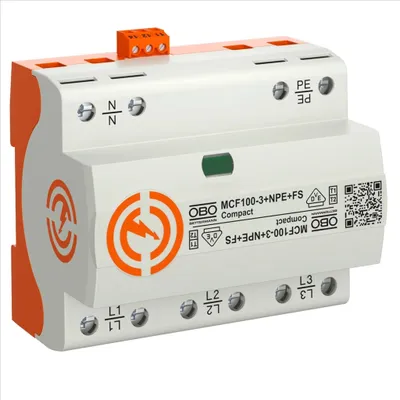 Produktbild von OBO Kombiableiter MCF100 Typ 1+2, 3+N/PE, 255V, 25kA, Fernsignalisierung, 1 Stk.