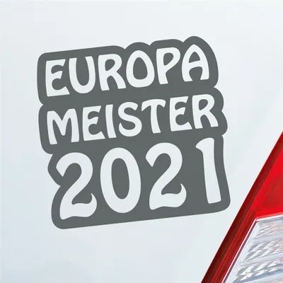 Produktbild von Auto Aufkleber Europameister 2021 Fußball 12x11 cm Grau Sticker Heckscheibenaufkleber
