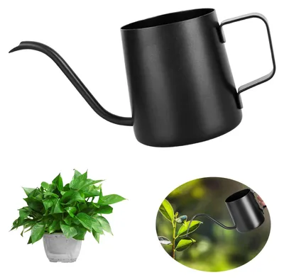 Produktbild von 350ml Schwarze Gießkanne aus Edelstahl für Zimmerpflanzen