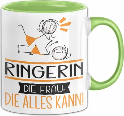 Produktbild von Ringerin Geschenk Tasse Becher Die Frau Die Allen Kann Geschenkidee für eine Ringerin Lustig (Grün)