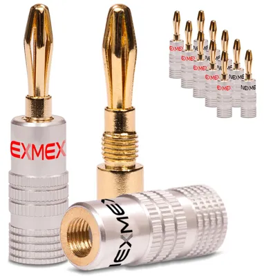 Produktbild von 12x NEXMEX Bananenstecker 4mm 24K vergoldet für Lautsprecherkabel bis 6mm² HiFi