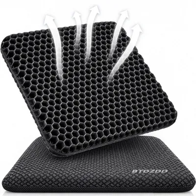 Immagine prodotto di Cuscino per sedia Gel - Antiscivolo e traspirante - 43 x 39 x 4 cm - Nero - Per ufficio, auto e sedia a rotelle