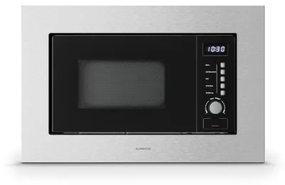 Produktbild von Klarstein Verosteel Einbaumikrowelle 60 cm mit Grill – 20L, 700W Mikrowelle & 800W Grill, 8 Programme, Touch-Bedienung, Edelstahl, Auftaufunktion, LED-Innenbeleuchtung, Edelstahl