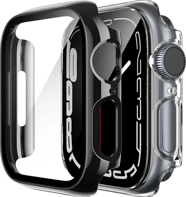 Obrázek produktu pro 2X pouzdro pro Apple iWatch Series 8/7 41 mm černé a průhledné ochranné pouzdro