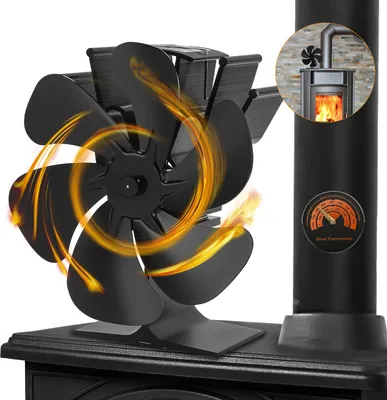 Immagine prodotto di TolleTour Ventilatore elettrico per stufe Varie Accessori per caminetti Ventilatore per stufe Ventilatore per stufe a legna con termometro