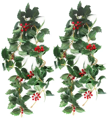 Künstliche Weihnachtsgirlande 15 cm, grün mit roten Beeren