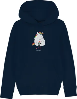 Produktbild von Mr. & Mrs. Panda Kinderpullover Einhorn Traurig 5-6 Jahre (110/116) - French Navy - Geschenk, Einhörner, Unicorn, Kapuzenpulli, Liebe, Blume, Trauer, Sweatshirt, Hoodie