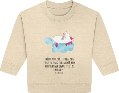 Produktbild von Mr. & Mrs. Panda Organic Baby Pullover Einhorn Verliebt 6. - 12. Monat - Natural Raw - Geschenk, Bullover, Unicorn, Freundin, Einhörner, Liebe