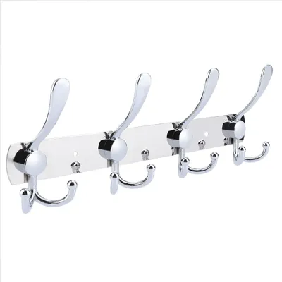 Produktbild von Multifunktionaler Wandhakenständer aus Edelstahl, Handtuchhalter, Hutablage für Badezimmer (4 Haken)