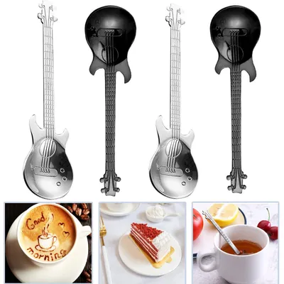 4 Edelstahl-Teelöffel, lange Rührlöffel für Latte & Eiskaffee
