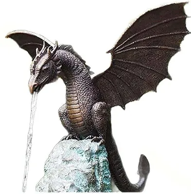 Drachenfigur aus Kunstharz, bronzefarben, 35x30x23 cm