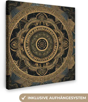 Produktbild von MuchoWow® - Leinwandbilder - Mandala - Gold - Bohème - Luxus, Wandbild, Wanddeko Bilder Wohnzimmer, 20x20 cm