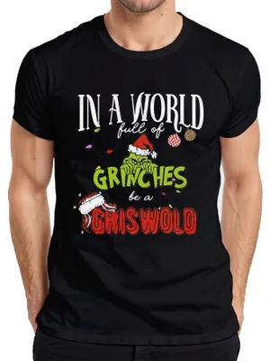 Zdjęcie produktu dla In a World full of Grinches be a Griswold Weihnachten lustig Herren T-Shirt, Schwarz, L