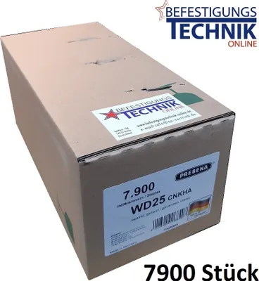 Image de Prebena Agrafes WD-25CNK 25mm galvanisé 4C-WD75 Makita AT2550A Haubold BK 2525 PN 2550 KL-54 7,9M P