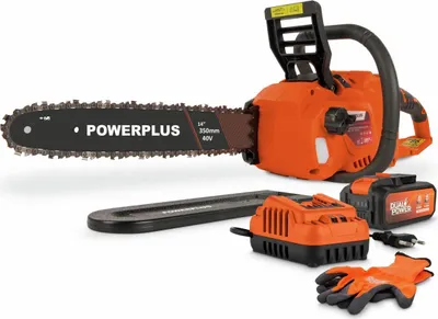 Image de Tronçonneuse à Batterie Dual Power, 40V, Guide 350mm, Moteur Sans Balai, POWDPGCSS2, Batterie et Chargeur Inclus