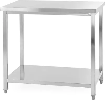 Imagen del producto de Mesa de trabajo de acero inoxidable para cocina, 140x60x85 cm, mesa de trabajo central