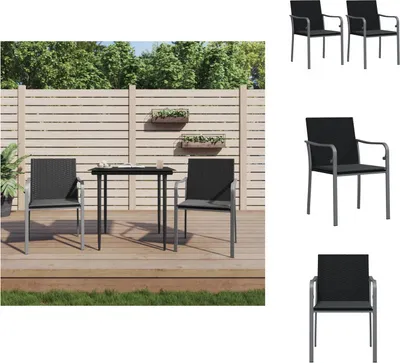 Image de vidaXL Chaises de jardin avec coussins 2 pcs. noir 56x59x84 cm Poly rotin - Chaises de jardin