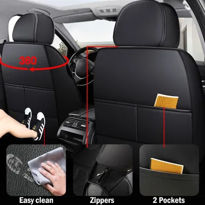 Obrázek produktu pro Sada potahů na sedadla do auta, vyrobená z voděodolné kůže Nappa, vhodná pro automobily, SUV a nákladní vozy, 5-dílná sada