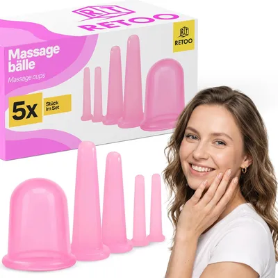 Produktbild von 5 Stück Sauggläser, Silikon-Sauggläser, Massagegerät, Saugglasmassage, Saugglastherapie, Anti-Cellulitis-Saugglasgerät
