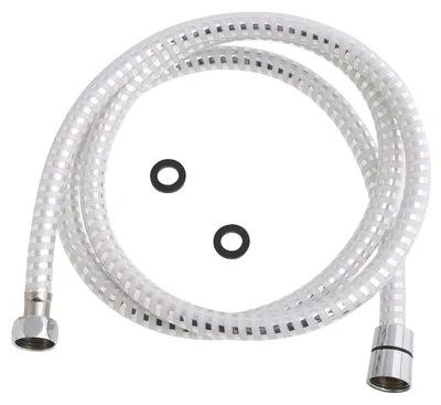 Imagen del producto de Manguera flexible para ducha, de 2 metros, color blanco/plateado, para ducha y cabezal de ducha