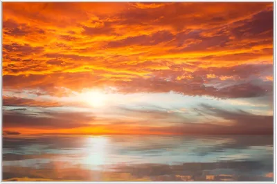 Produktbild von Wallario Wandbild Abendrot in Reflexion über dem See, Größe: 61 x 91,50 cm, Poster mit weißem Aluminiumrahmen