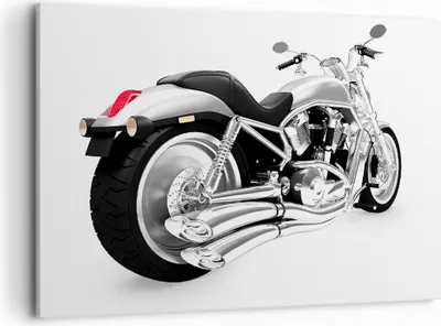 Produktbild von Bild auf Leinwand - Leinwandbild - Chopper Motorrad Chrom - 100x70cm - Wand Bild - Wanddeko - Leinwanddruck - Bilder - Kunstdruck - Wanddekoration - Leinwand bilder - Wandkunst - AA100x70-0476