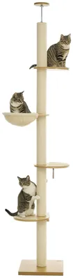 Produktbild von PawHut Kratzbaum, Katzenkratzbaum Deckenhoch, 230-250 cm, Höhenverstellbar