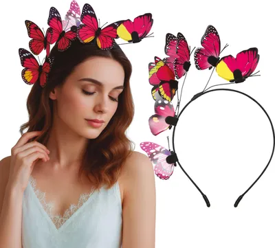 Immagine prodotto di Farfalla Animale Costume Carnevale Copricapo Fantasia Tiara Carnevale Cerchietto Creativo Grazioso Romanzo Vibrante Festivo, Colore: Multicolore
