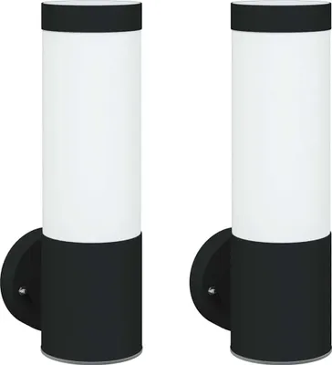 Immagine prodotto di vidaXL Lampada da parete per esterni, 2 pezzi, nero, 12 x 8,5 x 27 cm