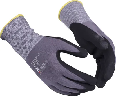 A pair of work gloves on a white background.