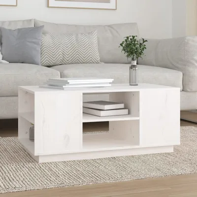 Produktbild von vidaXL Couchtisch Weiß 90x49x40,5 cm Massivholz Kiefer - Couchtisch - Couchtische - Beistelltisch - Sofatisch