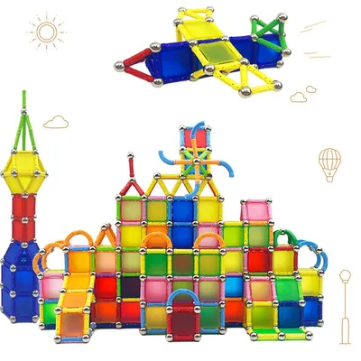 Imagen del producto de Solidchoice - Set de bloques magnéticos de construcción, 232 piezas, juguete educativo