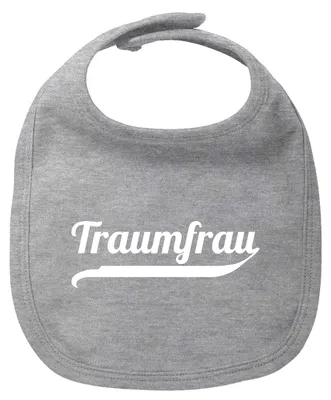 Produktbild von Huuraa Baby Lätzchen Traumfrau Schriftzug Heather Grey Klettverschluss  Baumwolle Latz Geschenkidee