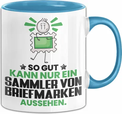 Produktbild von SammlervonBriefmarken Geschenk Tasse So Gut Kann Nur Ein SammlervonBriefmarken Aussehen Geschenkidee Kaffee-Becher (Blau)