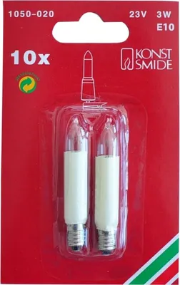 A retail package containing two candle-shaped light bulbs.
