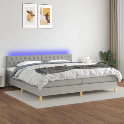 Produktbild von Maison Exclusive - Boxspringbett mit Matratze & LED Hellgrau 200x200 cm Stoff