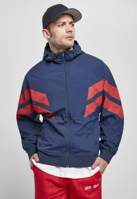 Produktbild von Urban Classics TB2746 | Crinkle Panel Track Jacket Trainingsjacke Herren - Farbe: darkblue/cityred - Größe: M